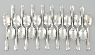 Appraisal: Seventeen Sterling Silver Teaspoons by Frederick Elkington Birmingham ca Of