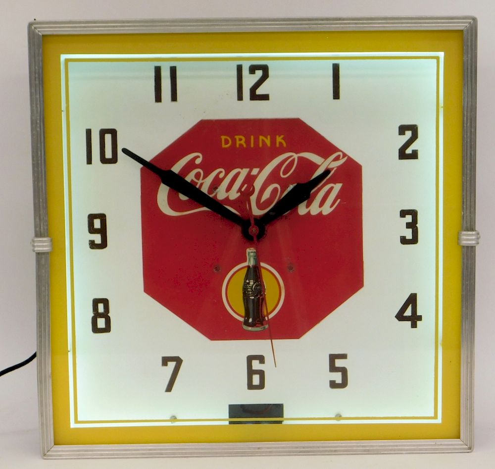 Appraisal: Synchron Neon Coca-Cola Advertising Clock United States th Century Square