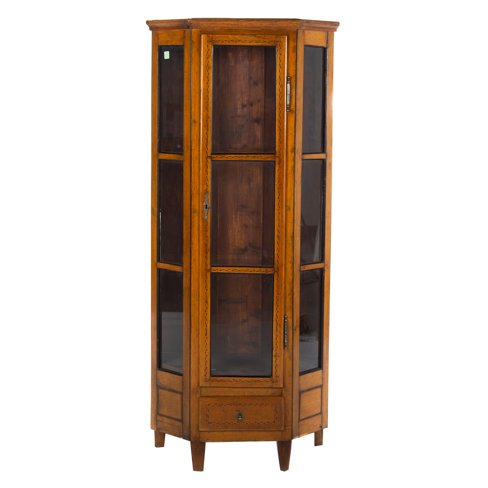 Appraisal: BIEDERMEIER OAK INLAID CURIO CABINET Circa single glass panel door