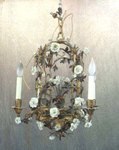 Appraisal: Gilt Metal Floral Form Arm Chandelier Very decorative floral form