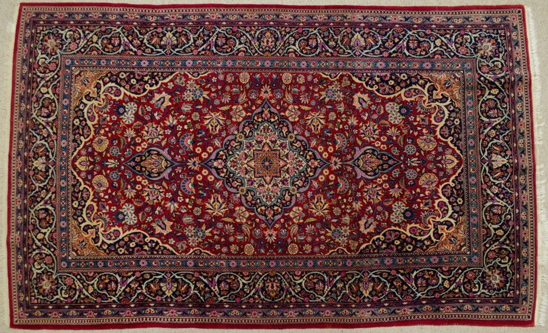 Appraisal: SEMI-ANTIQUE PERSIAN KASHAN AREA RUG Isfahan Province North Central Iran