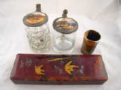 Appraisal: A mixed lot A Japanese lacquered glove box with gilt