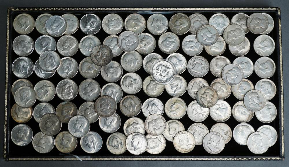 Appraisal: SIXTEEN KENNEDY SILVER HALF DOLLARS FIFTY-THREE SILVER CLAD HALF DOLLARS