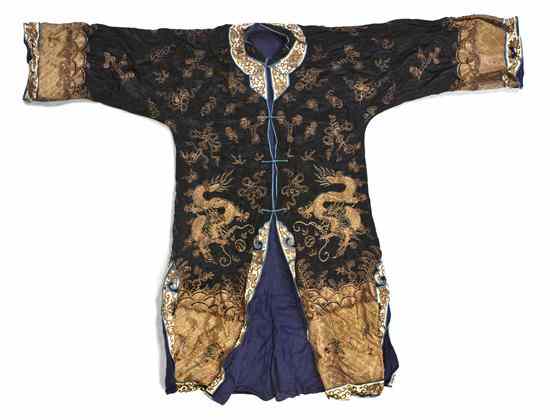 Appraisal: A Chinese Embroidered Silk Robe metallic gold thread atop a