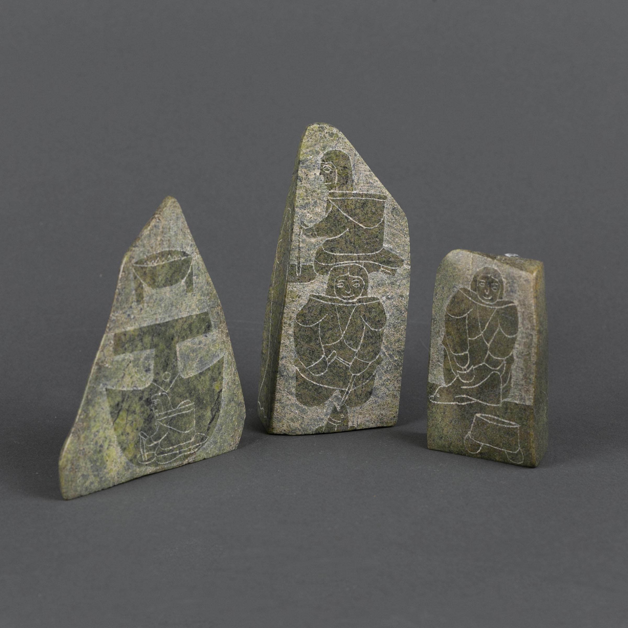 Appraisal: ANNIE AINALIK B Kinngait Cape Dorset THREE SMALL ETCHINGS ON