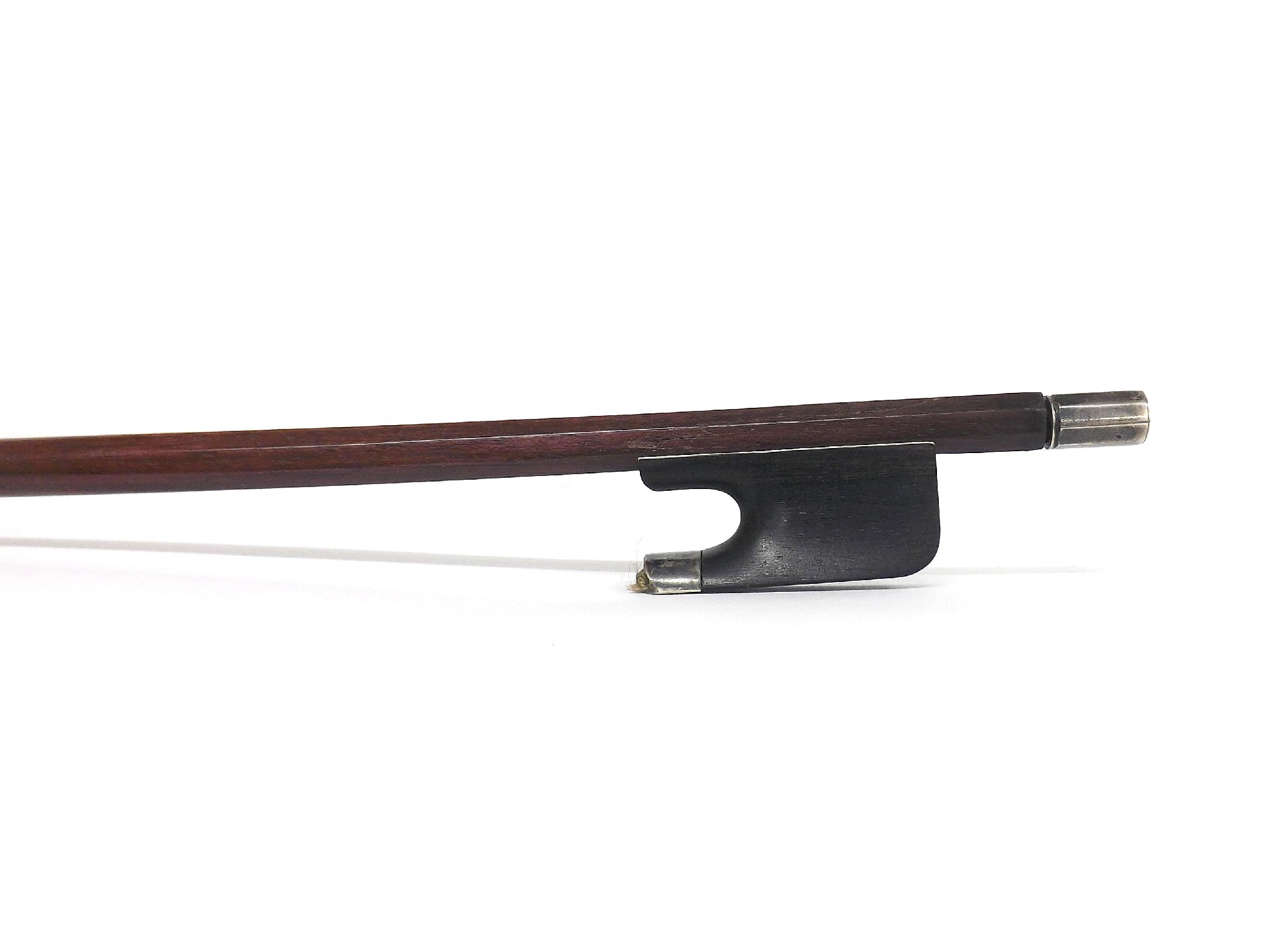 Appraisal: Silver mounted violin bow unstamped possibly French of the L