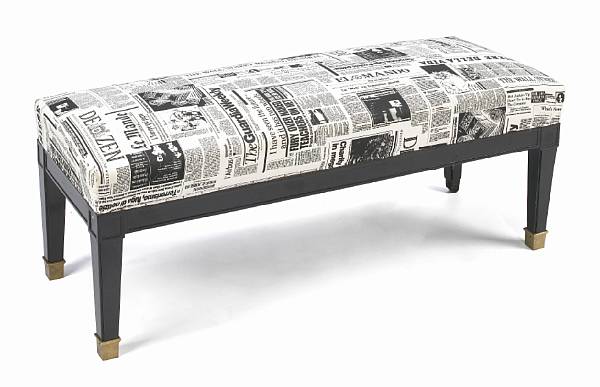 Appraisal: An upholstered ebonized wood bench attributed to Maison Jansen circa