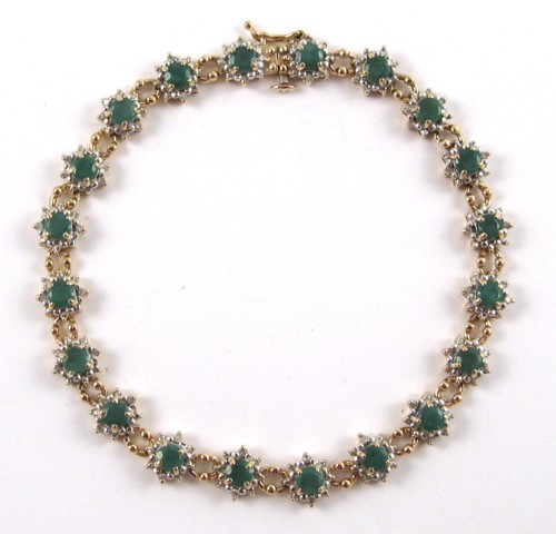 Appraisal: EMERALD AND DIAMOND BRACELET The k yellow gold bracelet is