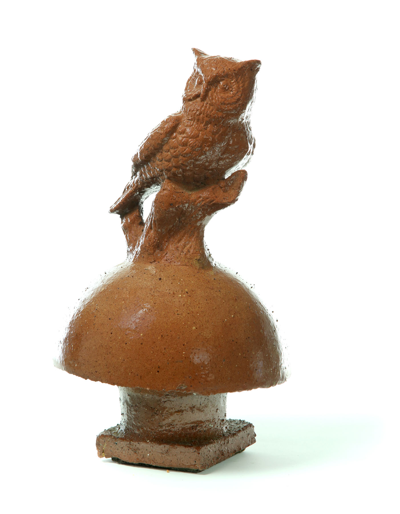 Appraisal: SEWERTILE CHIMNEY TOP WITH OWL Ohio early th century Mushroom