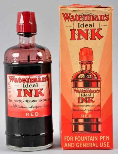 Appraisal: Waterman's Ideal Ink Bottle Box Description Large oz bottle made