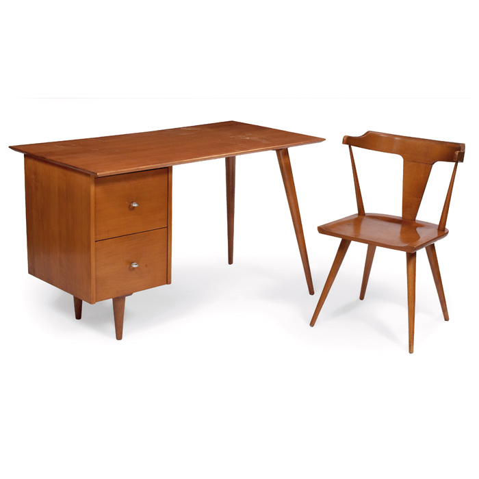 Appraisal: Paul McCobb Planner Group desk and chair by Winchendon maple