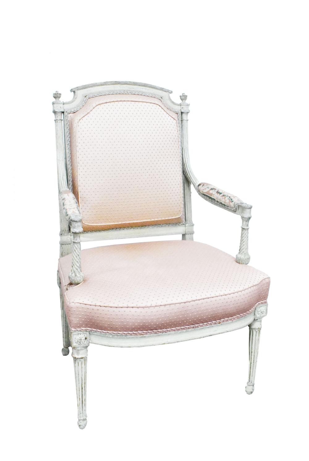 Appraisal: LOUIS XVI PAINTED FAUTEUIL A LA REINE th th Century