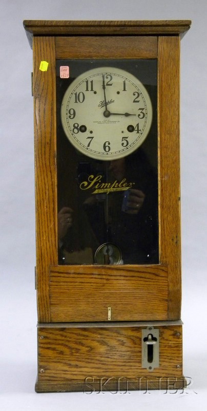 Appraisal: Oak Simplex Time Clock Simplex Time Recorder Company Gardner Massachusetts