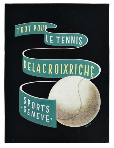 Appraisal: CUENIN TOUT POUR LE TENNIS DELACROIXRICHE Gouache maquette x inches