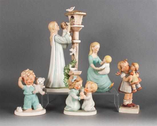 Appraisal: Five Goebel figural groups Estimate - No condition report supplied