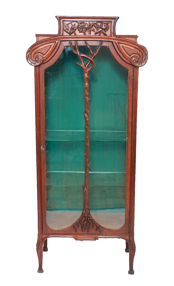 Appraisal: Majorelle Art Nouveau Carved Wood Vitrine Cabinet Louis Majorelle Art