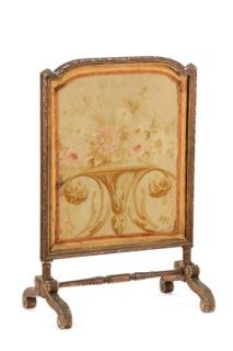 Appraisal: Louis XV Neoclassical Needlepoint Fire Screen Continental likely French late