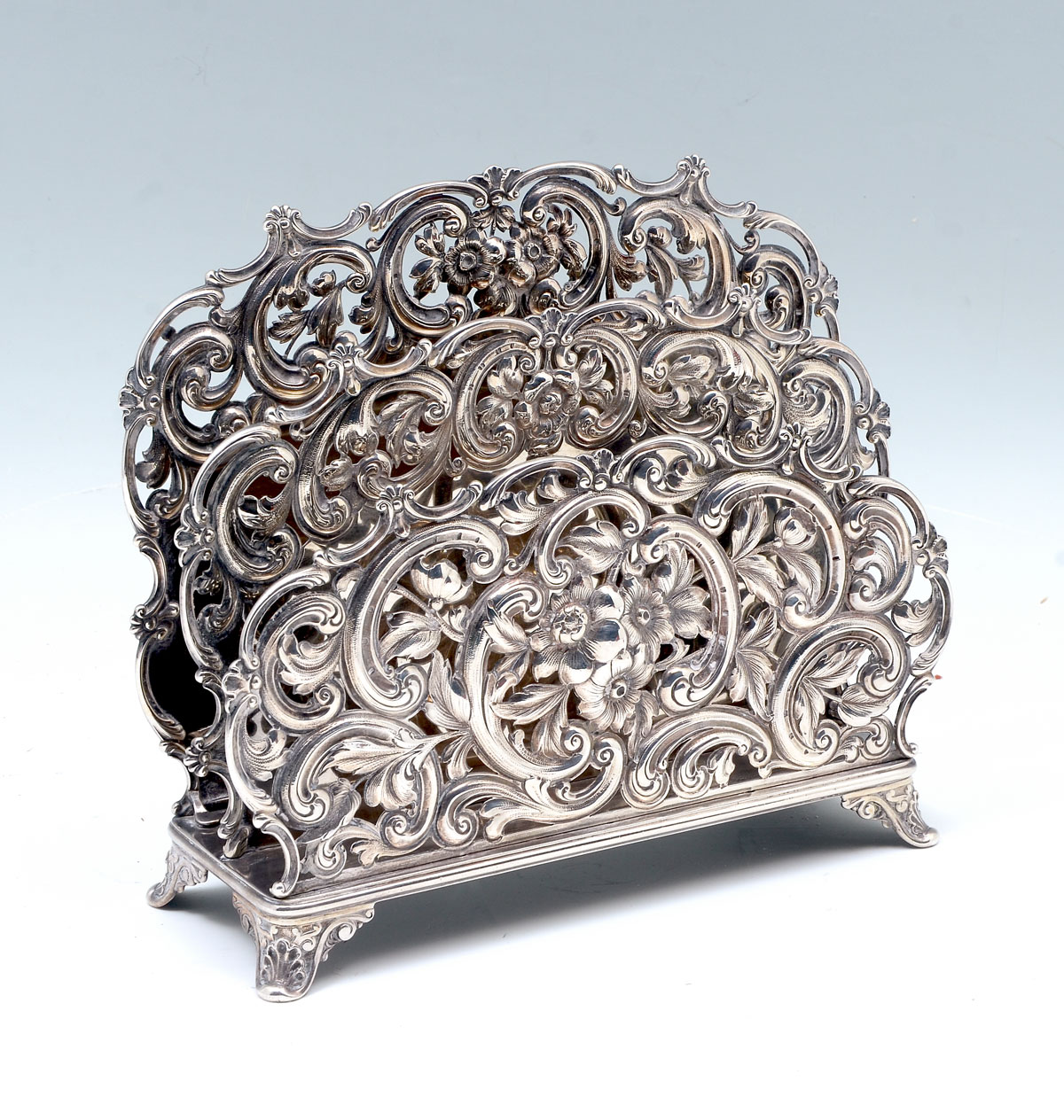 Appraisal: STERLING SILVER LETTER RACK Approx Troy ounces Sterling letter holder