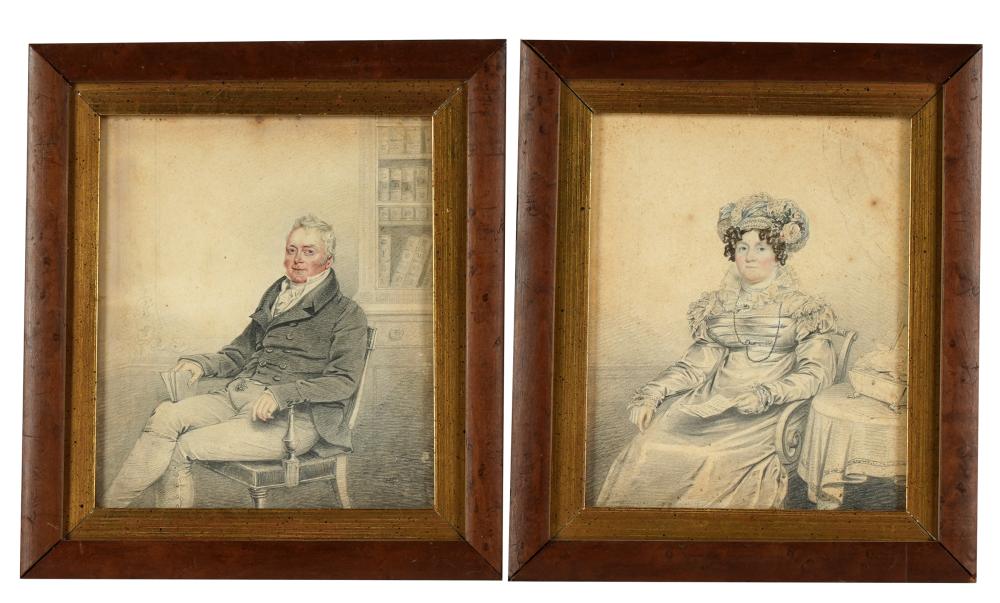 Appraisal: HENRY EDRIDGE - PAIR OF PORTRAITSeach pencil with colored enhancement