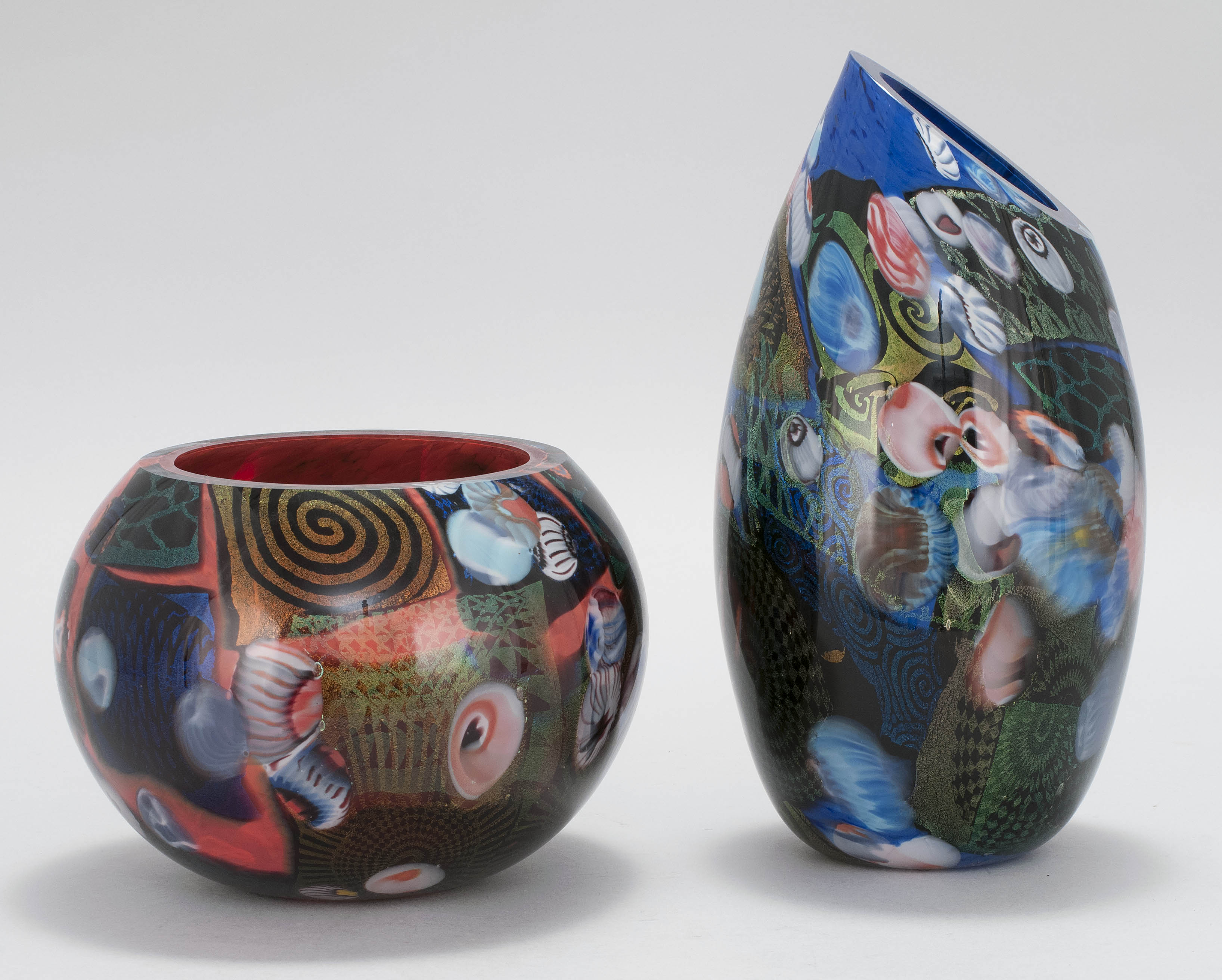 Appraisal: TWO PETER VANDERLAAN AND MARY BETH BLISS STUDIO GLASS VASES