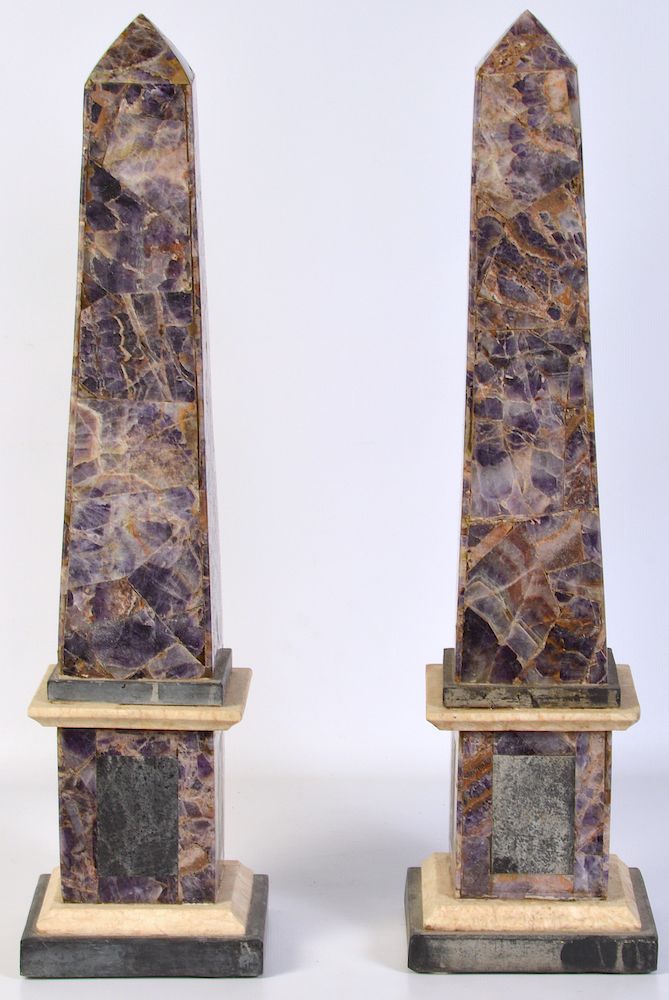 Appraisal: Rare Pair Derbyshire Blue John Obelisks Pair of rare Blue