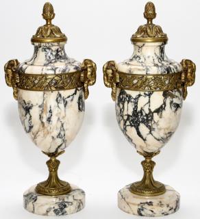 Appraisal: MARBLE AND BRONZE CASSOULET TH CENTURY PAIR MARBLE AND BRONZE