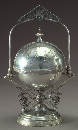 Appraisal: Good Spherical Footed Simpson Hall Miller Silverplate Butter Dish in