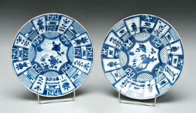 Appraisal: Pair Chinese Kraak style dishes central peony with panels of