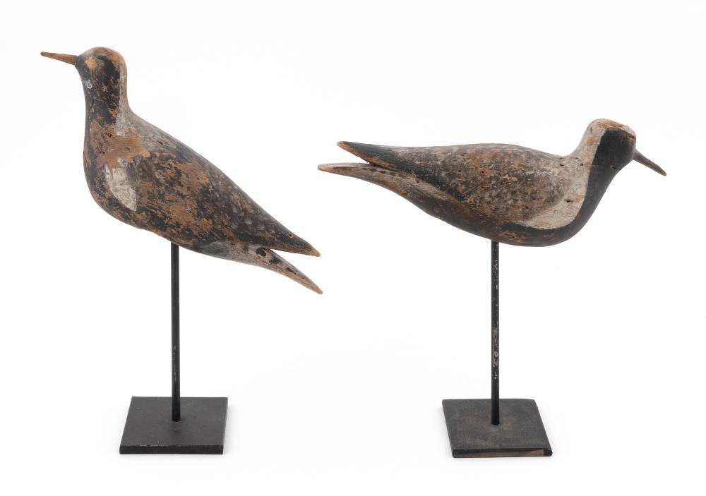 Appraisal: PAIR OF NANTUCKET BLACK-BELLIED PLOVER DECOYS CIRCA LENGTHS PAIR OF