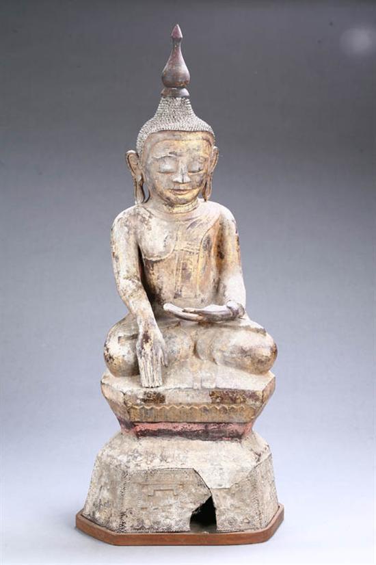 Appraisal: TWO SEATED BUDDHAS Asian late th-early th century papier mache