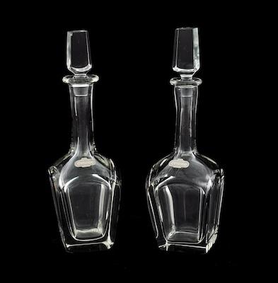 Appraisal: Pair of Orrefors Hand Blown Crystal Decanters Tapered four sided