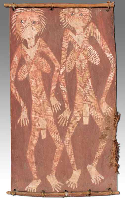 Appraisal: MARRUWARR YuwunYuwun Australian - ''Mimi Woman'' Painting on tree bark