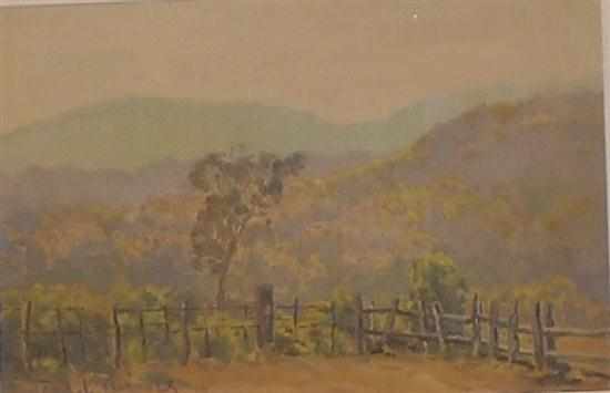 Appraisal: JOHN GARDNER MOUNTAIN LANDSCAPE WEST OF BRISBANE WATERCOLOUR