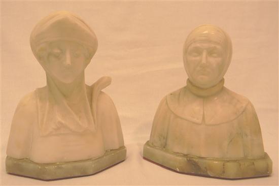 Appraisal: Alabaster Dante and Beatrice bookends some minor damage