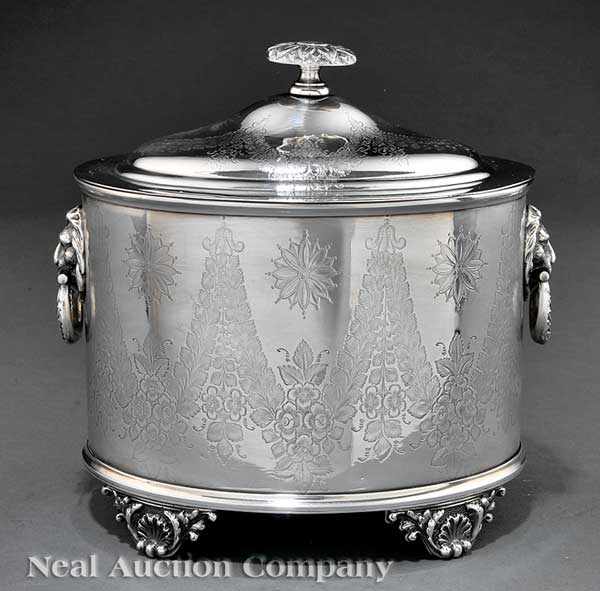 Appraisal: A Good English Silverplate Biscuit Box Barker Brothers Silver Co