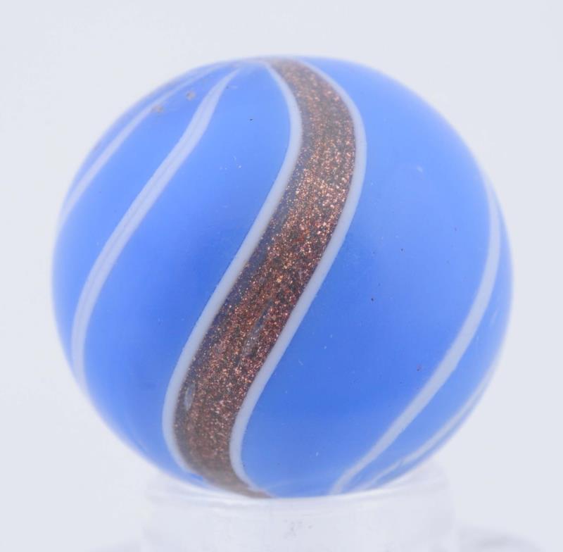 Appraisal: Opaque Blue Banded Lutz Marble Hard to find baby blue