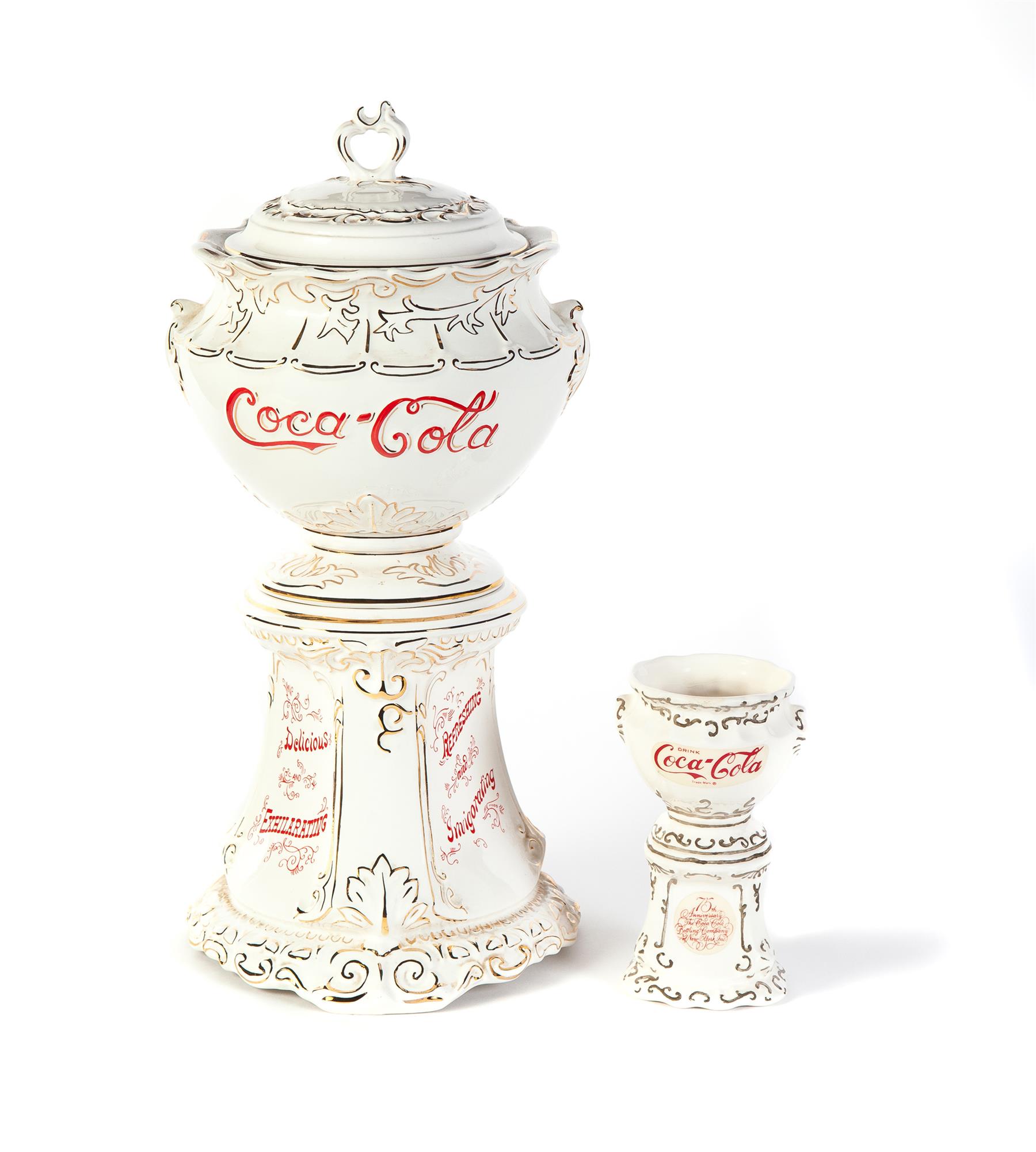 Appraisal: COCA-COLA THREE- PIECE SYRUP DISPENSER American ca Reproduction of a