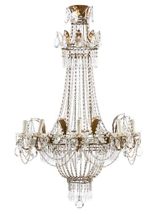 Appraisal: Sale Lot A French Gilt Metal and Glass Eight-Light Chandelier