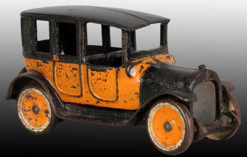 Appraisal: Cast Iron Arcade Yellow Taxi Toy Description Missing front grill