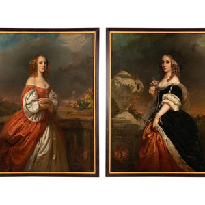 Appraisal: British School th Century Portraits two works oil on canvas