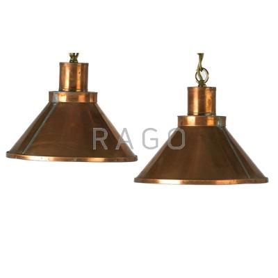 Appraisal: NAUSET LANTERN SHOP Pair of copper and brass pendant fixtures