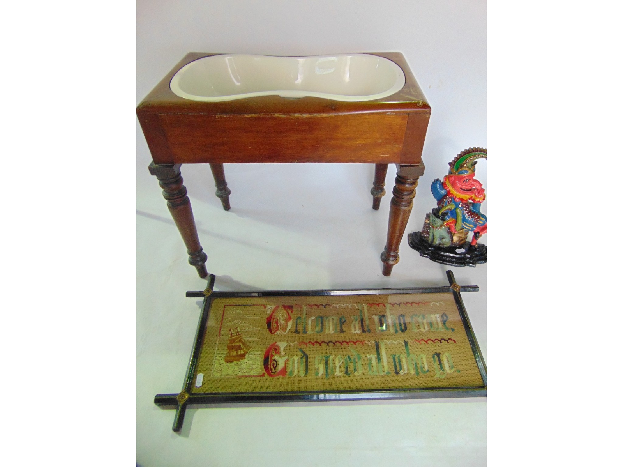 Appraisal: A Victorian mahogany commode stool with box cover together with