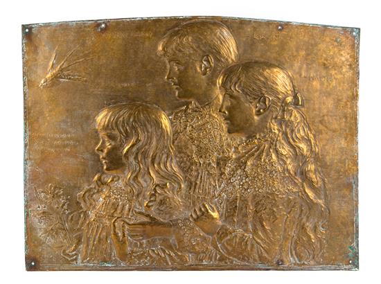 Appraisal: Sale Lot An American Gilt Bronze Bas Relief Panel john