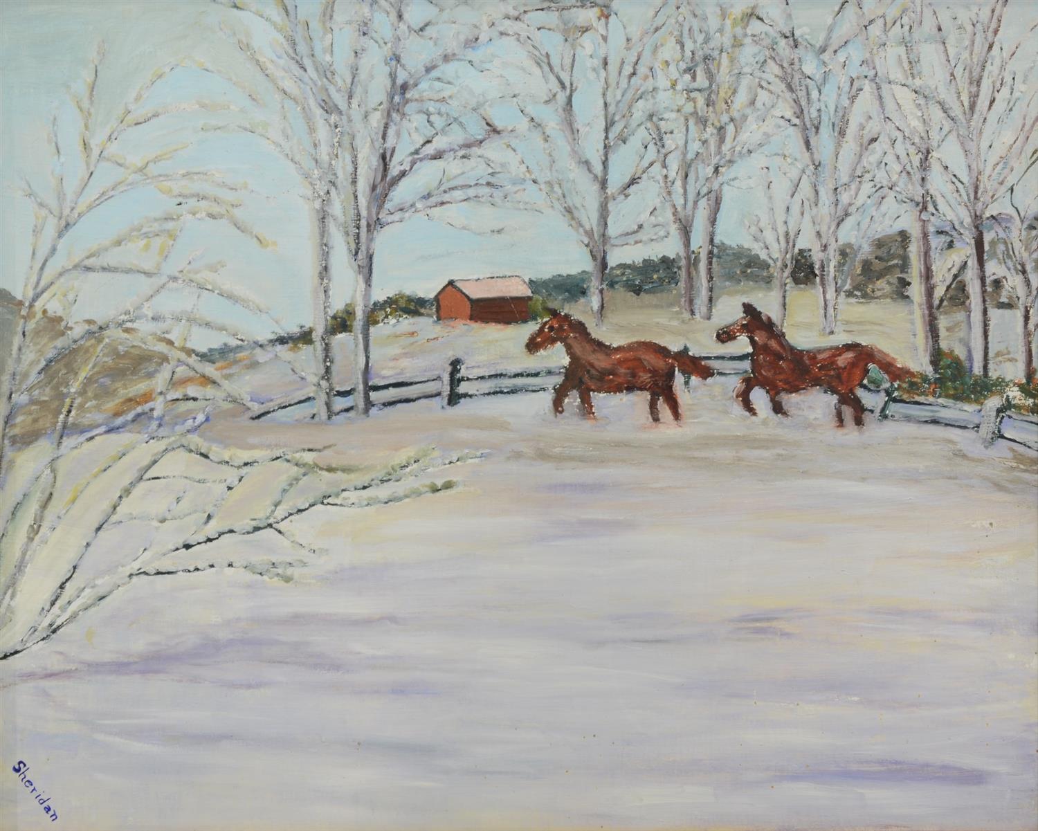 Appraisal: Charlotte Sheridan Morrissey American NY - oil on board Horses