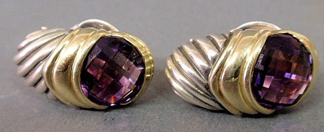 Appraisal: Pair of David Yurman sterling silver k gold and amethyst