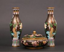 Appraisal: A Trio of Cloisonn Items Lot of cloisonne items includes