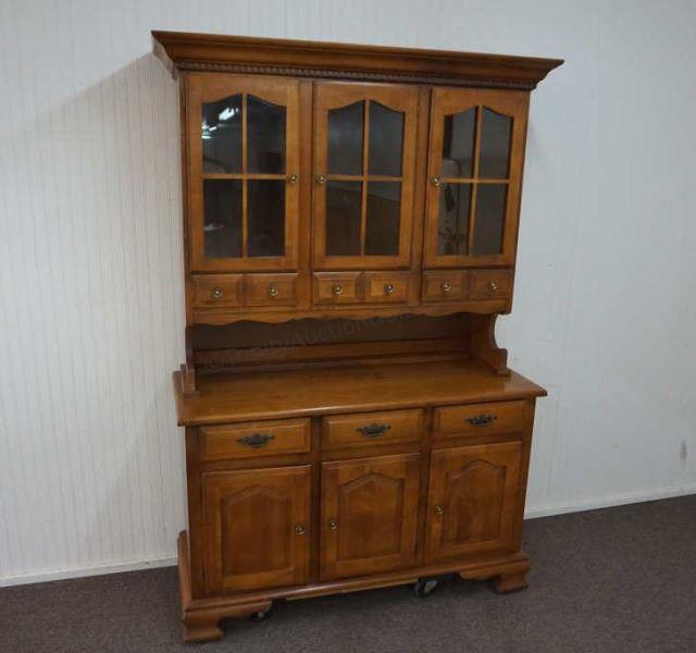 Appraisal: 's Early American Maple China Hutch Factory code implies it