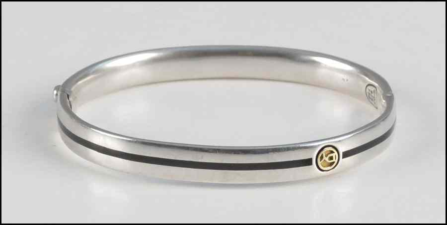 Appraisal: DAVID YURMAN STERLING SILVER ENAMEL AND KARAT YELLOW GOLD BRACELET