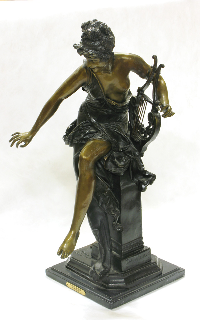 Appraisal: AFTER ALBERT ERNEST CARRIER-BELLEUSE French - Melodie patinated bronze sculpture