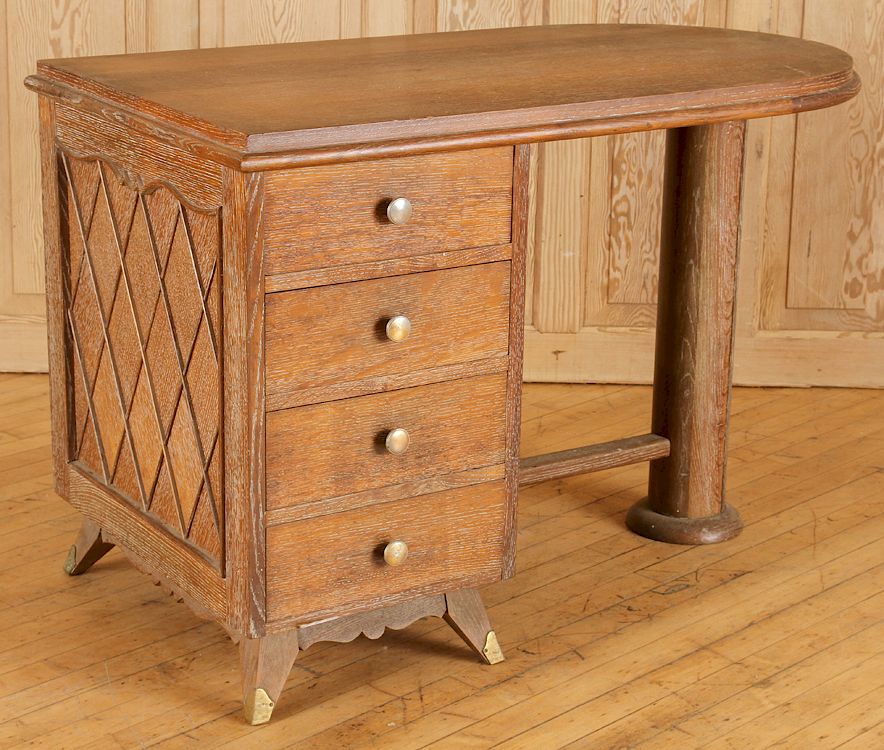 Appraisal: SMALL FRENCH CERUSED OAK WRITING DESK C A small French